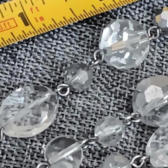 Cookie Lee clear glass bead necklace multi-faceted crystals Varied Shapes, 36" - Picture 8 of 9